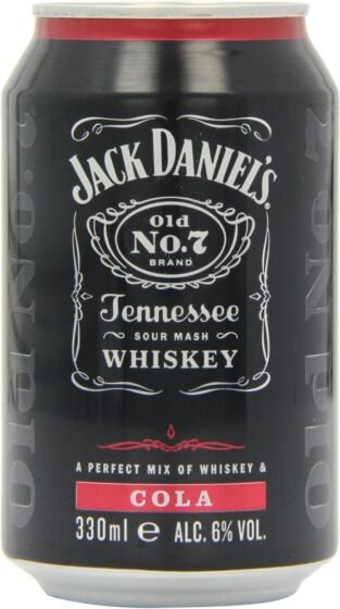 Jack Daniels Tennessee Whiskey and Cola Premixed Cans 330 ml (Pack of 12)