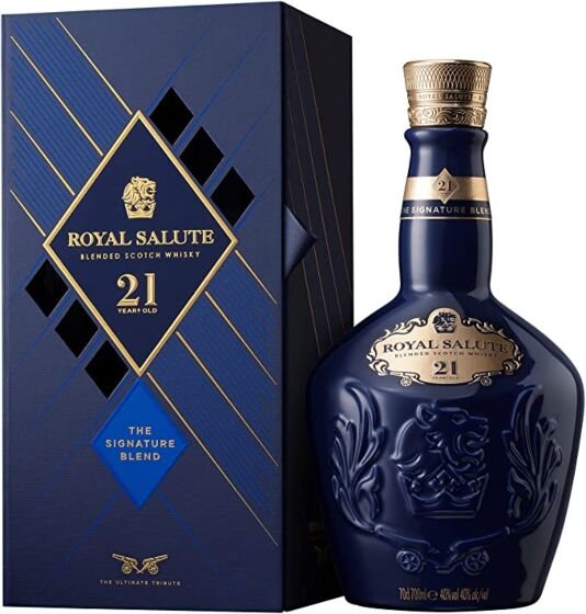 Chivas Regal - Royal Salute 21 yo - Blue Wade Ceramic Decanter- Blended Scotch Whisky - 70cl - 40% ABV
