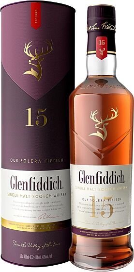 Glenfiddich 15 Year Old Single Malt Scotch Whisky – 70cl