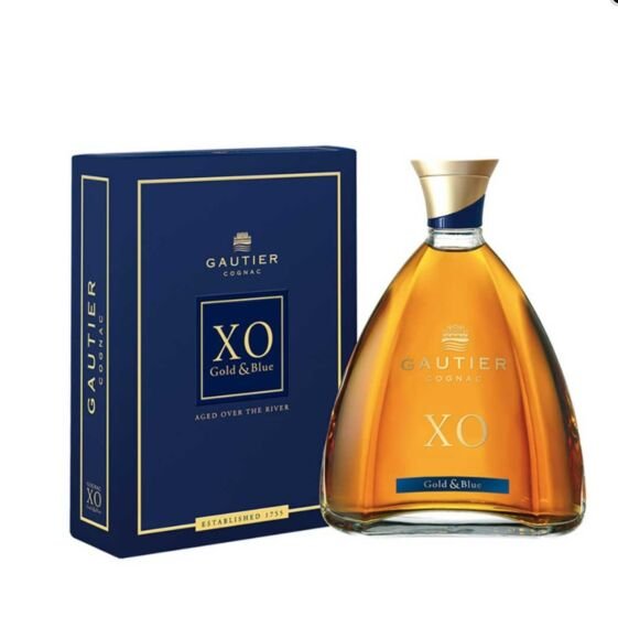 Gautier XO Cognac Gold and Blue Gift Box Brandy, 70 cl